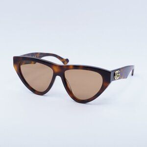 Gucci GG1333S 002 Sunglasses Havana Cat Eye Frame, Brown Lenses